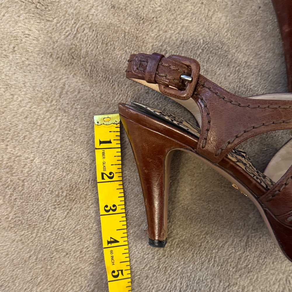 Prada Brown Strappy Leather Heels 36.5 - Picture 9 of 13